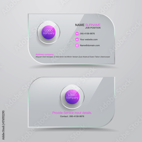 Business card service business The glass is clear background. Vector Illustration. Stationery Design