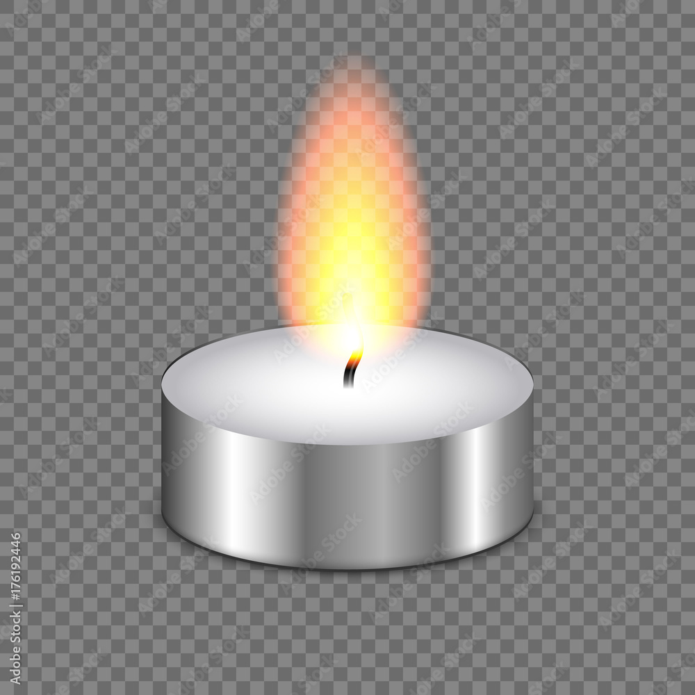 Candle tealight or tea light . burning flame fire