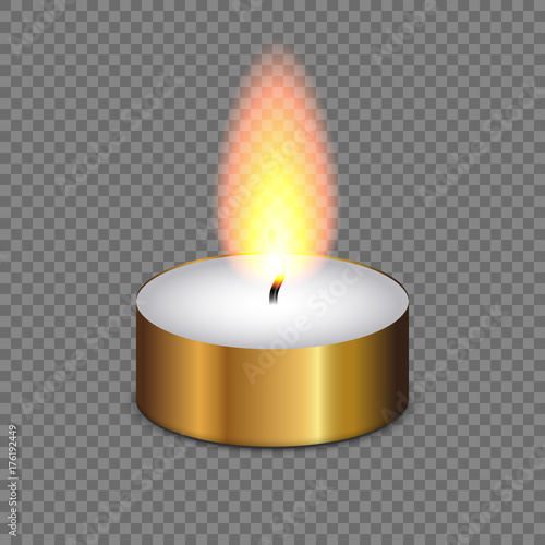 Candle tealight or tea light . burning flame fire