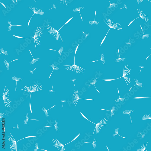 Dandelion seamless pattern. Floral pattern of dandelions. Seamless simple background with flying dandelion