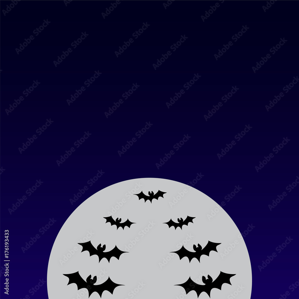 Background Halloween full moon bats