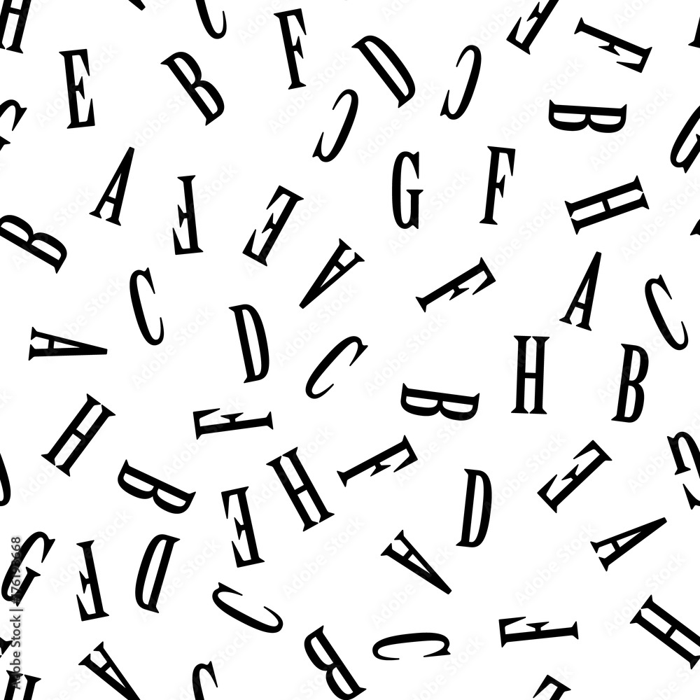 Seamless pattern with alphabet, , isolated on white background. Vector illustration, easy to edit. Seamless pattern with alphabet, , isolated on white background. Vector illustration, easy to edit.