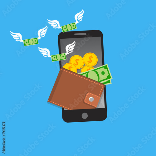 smartphone screen with wallet and credit cards photo