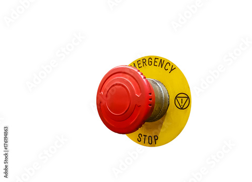 Emergency switch button, isolate on white background
