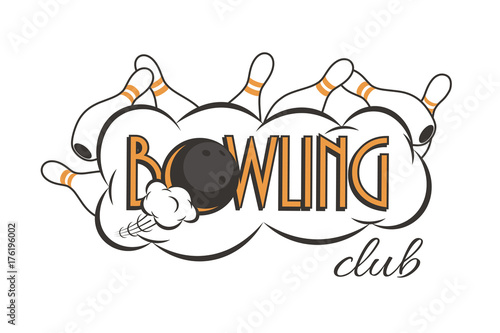Vector bowling club logo. Bowling strike with Bowling club text.