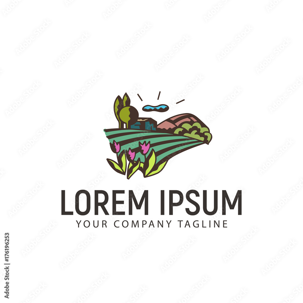 meadow hand drawn Logo design concept template design concept template meadow hand drawn Logo design concept template design concept template