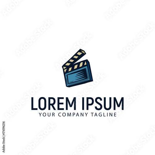 Clapboard hand drawn logo design concept template
