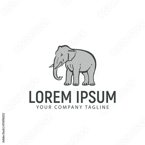 elephant hand drawn logo design concept template