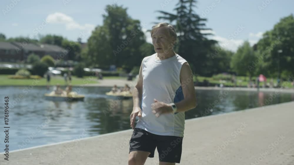 Healthy & active senior man going for a run in the park Healthy & active senior man going for a run in the park