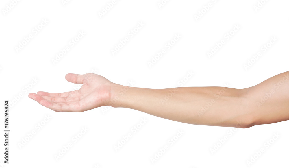 Man hands holding something on white background, clipping path Man hands holding something on white background, clipping path