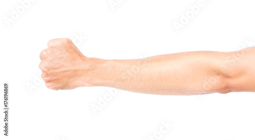 Man arm skin with blood veins on white background, health care and medical concept
