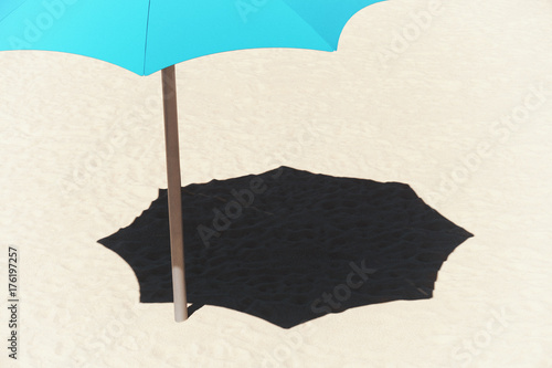 Blue Umbrella and Sandy Beach