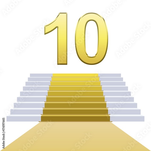 Cuadro en lienzo Escaliers. Tapis or. Anniversaire 10 ans