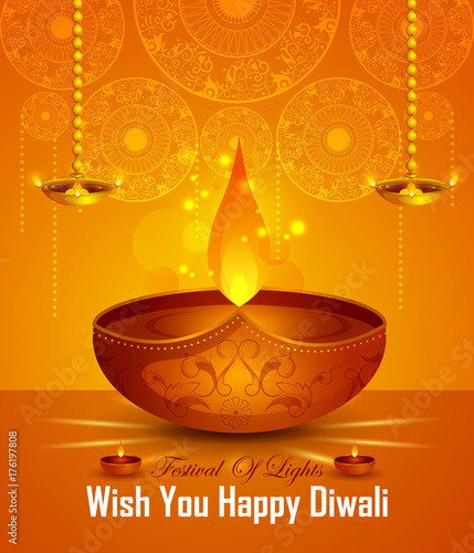 Happy Diwali light festival of India greeting background