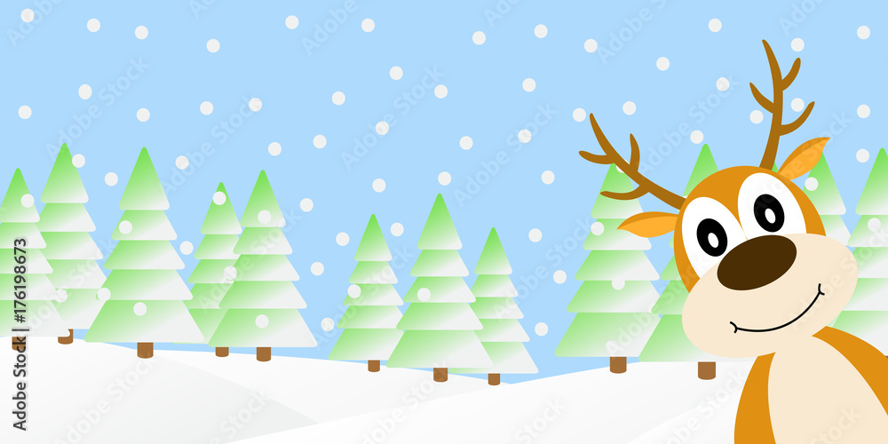 Naklejka premium Deer in the winter forest.