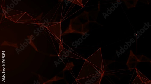 Plexus. Dark red abstract background. Loop animation