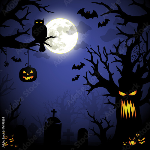Halloween night spooky illustration VECTOR 