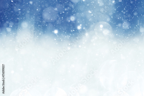 silvery blue highlights snow rain water blurred background © kichigin19