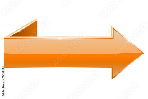 Orange arrow. Web folded 3d icon