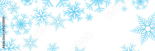 Vector banner,  blue winter background with ice and snow