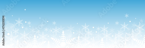 Vector banner,  blue winter background with ice and snow