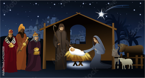 Nativity scene with Holy Family