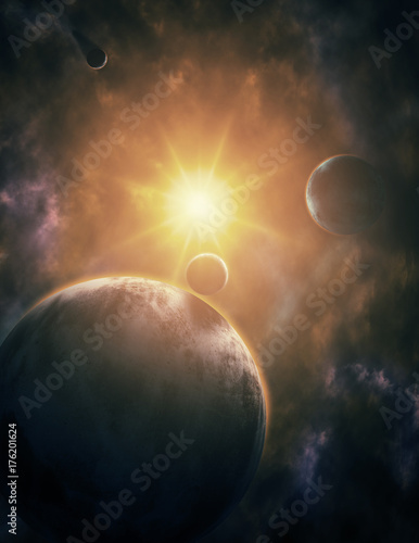 Fototapeta Naklejka Na Ścianę i Meble -  Space. Sci fi. A stars, planets, nebulas.