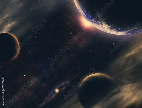 Fototapeta Naklejka Na Ścianę i Meble -  Space. Sci fi. A stars, planets, nebulas.