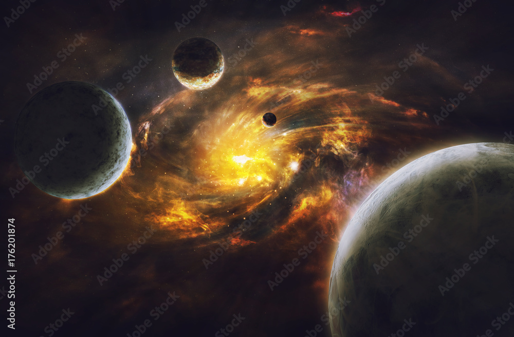 Naklejka premium Space. Sci fi. A stars, planets, nebulas.