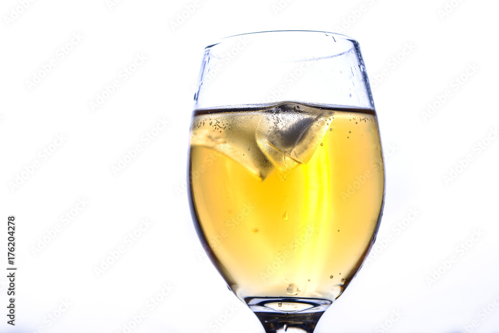 Glass of cold and refreshing wine been prepared Glass of cold and refreshing wine been prepared