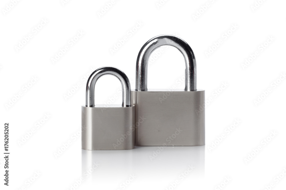 silver padlock isolated on the white background silver padlock isolated on the white background