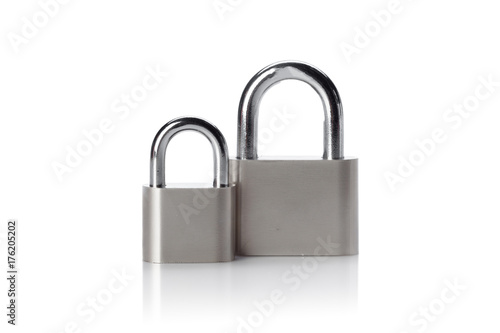 silver padlock isolated on the white background