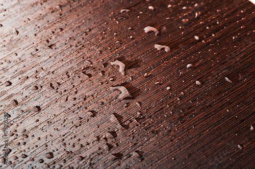 Drop of water on wooden table