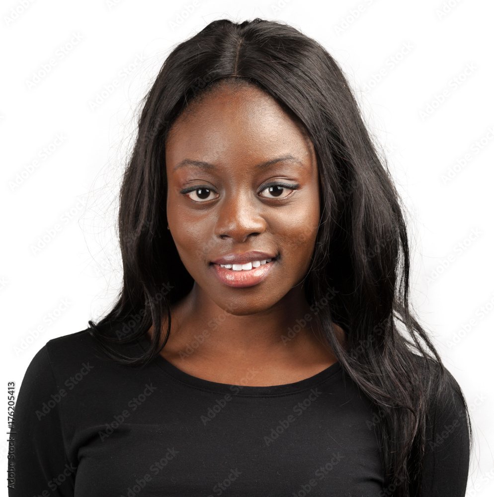 portrait of happy african american woman portrait of happy african american woman