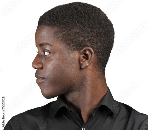 young man portrait studio white background face profile