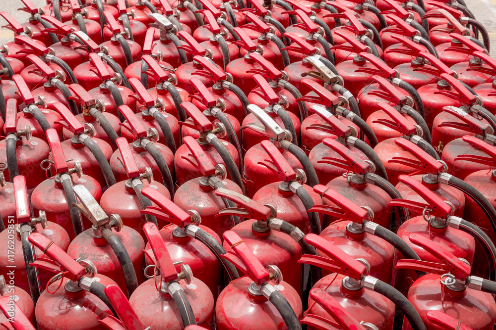 Fototapeta premium A lot of old fire extinguishers.
