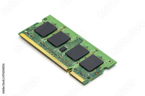 Image of a ram memory on a white background. Equipment and computer hardware. photo