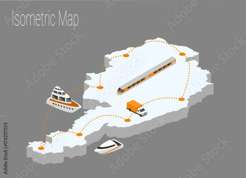 Map Austria isometric concept.