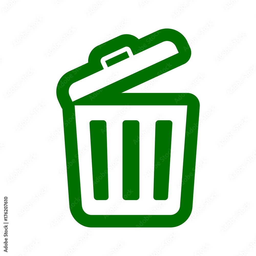 Green Trash bin or trash can symbol icon Green Trash bin or trash can symbol icon