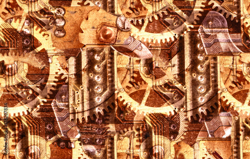 brown industrial seamless background with gears