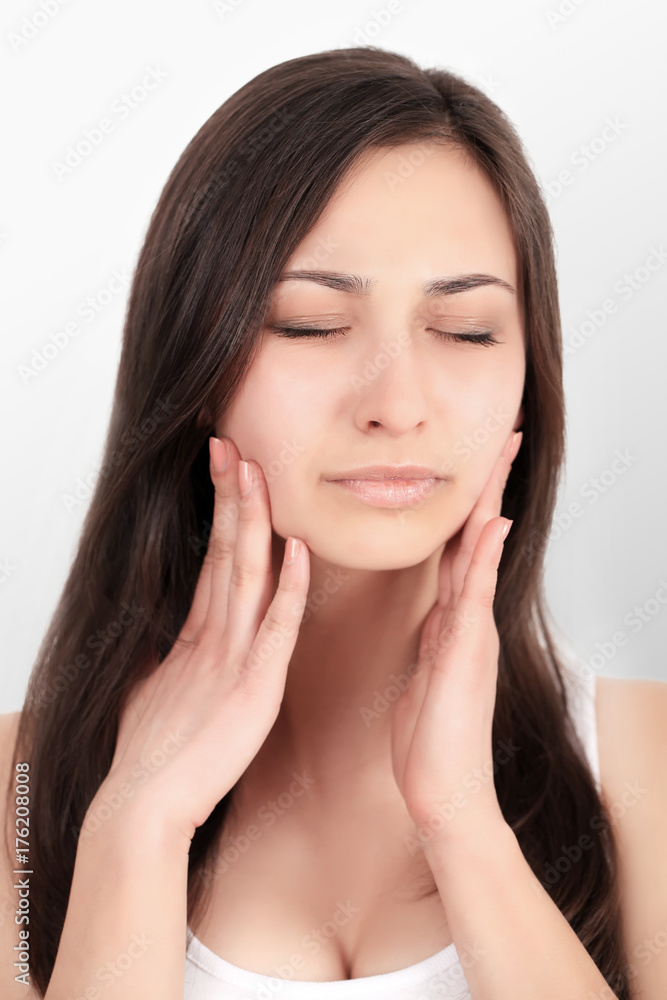 Teeth Problem. Woman Feeling Tooth Pain. Closeup Of Beautiful Sad Girl Suffering From Strong Tooth Pain. Attractive Female Feeling Painful Toothache. Dental Health And Care Concept. High Resolution Teeth Problem. Woman Feeling Tooth Pain. Closeup Of Beautiful Sad Girl Suffering From Strong Tooth Pain. Attractive Female Feeling Painful Toothache. Dental Health And Care Concept. High Resolution