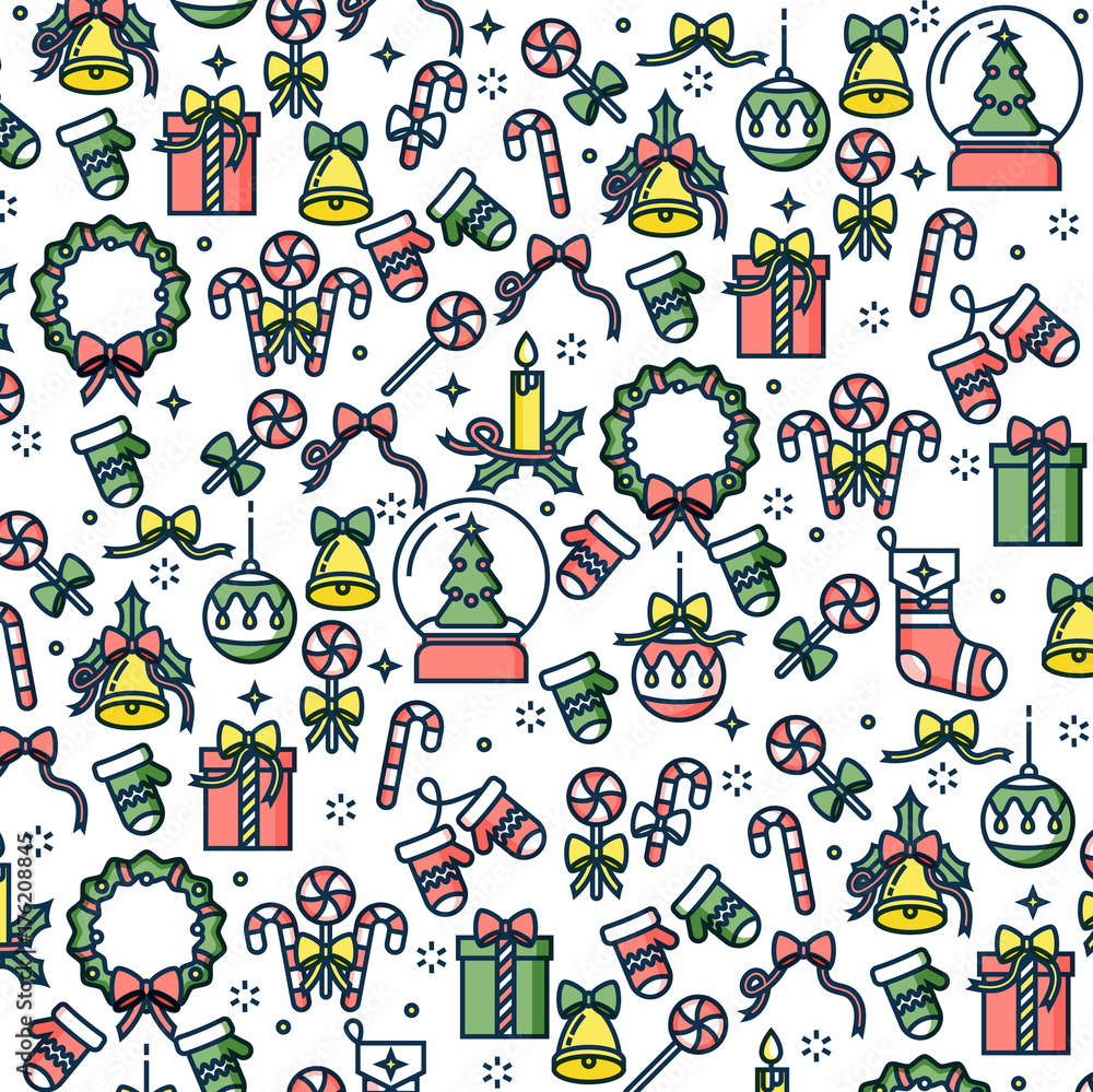 Vector linear design Christmas greetings elements on white background. Winter holidays design elements. Doodle. Vector linear design Christmas greetings elements on white background. Winter holidays design elements. Doodle.