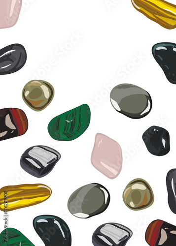 Banner with jewelry gemstones in cartoon style. Vector illustration