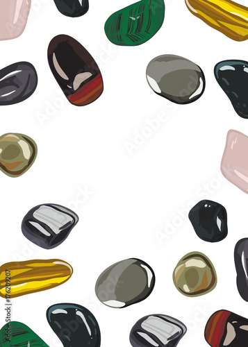 Banner with jewelry gemstones in cartoon style. Vector illustration