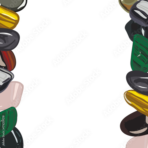 Banner with jewelry gemstones in cartoon style. Vector illustration