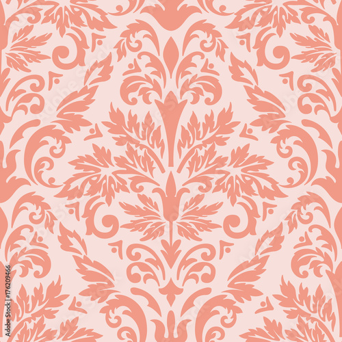 Vector damask seamless pattern element. Classical luxury old fashioned damask ornament, royal victorian seamless texture for wallpapers, textile, wrapping. Exquisite floral baroque template.