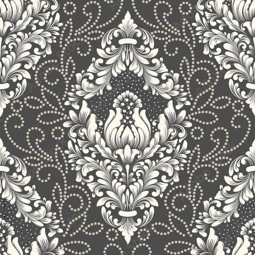 Vector damask seamless pattern element. Classical luxury old fashioned damask ornament, royal victorian seamless texture for wallpapers, textile, wrapping. Exquisite floral baroque template.