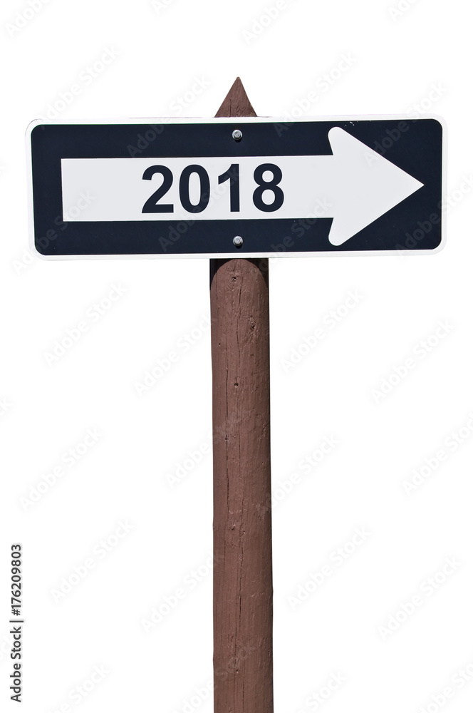 2018 on american road sign isolated on white 2018 on american road sign isolated on white