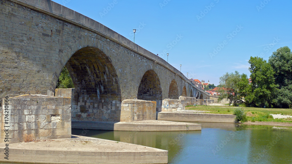 Medieval bridge over the Danube at Regensburg Medieval bridge over the Danube at Regensburg