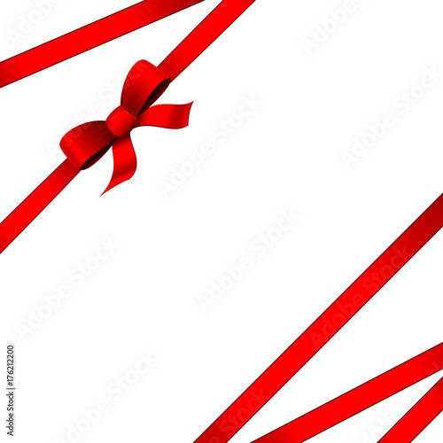 Gift card template with copy space and red ribbon frame